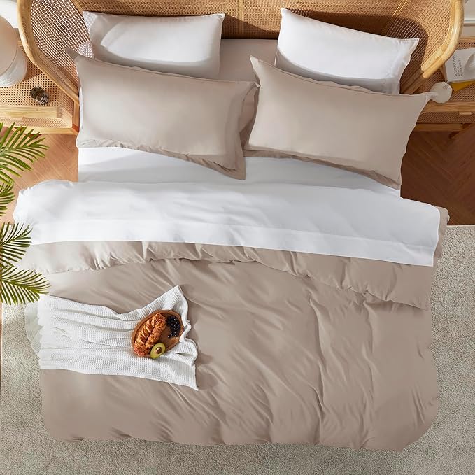 Nestl Twin Duvet Cover Set - Soft Double Brushed Linen Duvet Cover Twin XL, 2 Piece, with Button Closure, 1 Duvet Cover 68x90 inches and 1 Pillow Sham