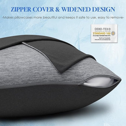 CHOSHOME Cooling Pillow Cases Zipper Pillow Covers Q-Max > 0.45 Zippered Pillowcases for Hot Sleepers, Soft, Breathable, Skin-Friendly, 2 Pack (Queen, 20"x30", Dark Grey)