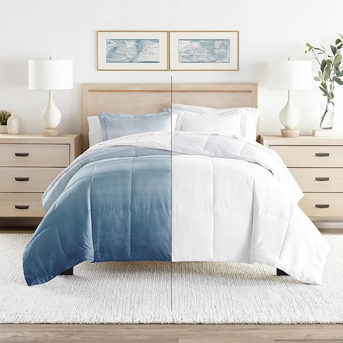 Linen Market Reversible Queen Size Comforter Set (3 Piece) - Soft and Lightweight Down Alternative Comforter Queen Set - This Includes Your Queen Comforter and 2 Pillow Shams