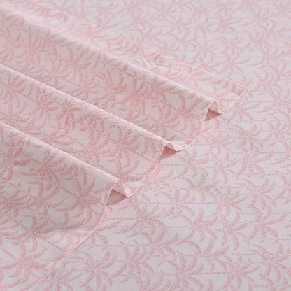 Tommy Bahama - King Sheets, Organic Cotton Coastal Bedding Set, Softens with Each Wash, 200 Thread Count (Lovely Palms Pink, King)