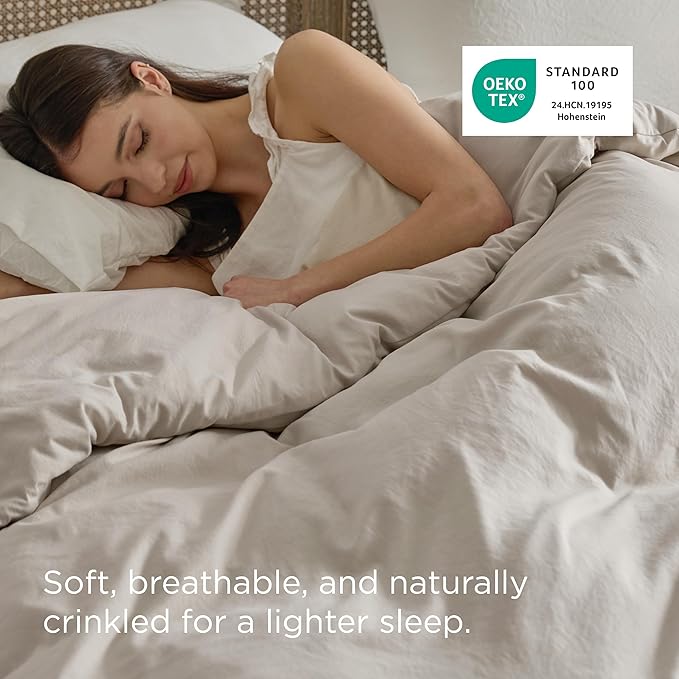 Bedsure California King Duvet Cover Only - Prewashed Cotton-Like Polyester Extra Soft All Season Bedding, Includes 1 Cal King Duvet Cover 104x98 Inches with Zipper Closure, Linen, No Comforter