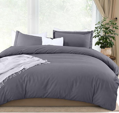 Utopia Bedding Duvet Cover Full Size - 3 Piece with Zipper Closure - 1 Comforter Cover 80X90 Inches & 2 Pillow Shams 20X26 Inches (Grey) Comforter Not Included