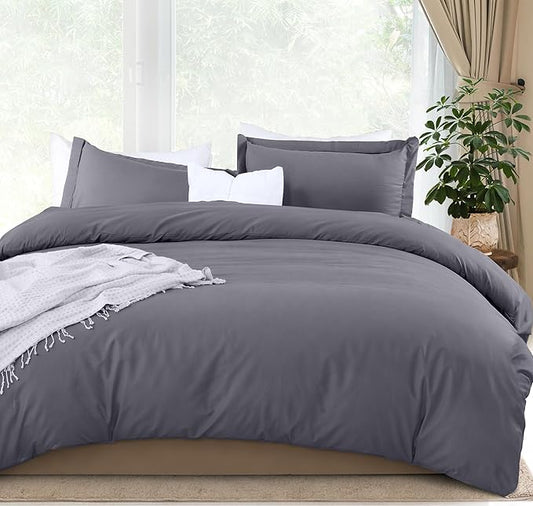 Utopia Bedding Duvet Cover Full Size - 3 Piece with Zipper Closure - 1 Comforter Cover 80X90 Inches & 2 Pillow Shams 20X26 Inches (Grey) Comforter Not Included