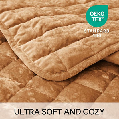 BEDELITE Velvet Quilt Set Queen Size - Luxury Velvet Comforter Bedding Set 3 Pieces, Lightweight Soft Cozy Shiny Rusty Burnt Orange Oversized Bedspread Coverlet for All Seasons with 2 Pillow Shams