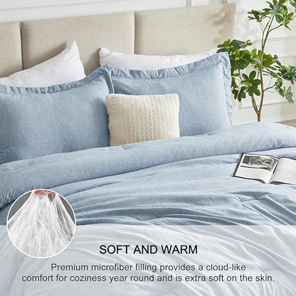 CozyLux Twin/Twin XL Comforter Set Dorm Bedding - 2 Pieces Blue Twin Extra Long Soft Luxury Cationic Dyeing Comforter for College, Breathable Lightweight Bed Sets with 1 Comforter and 1 Pillow Sham
