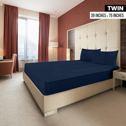 Utopia Bedding Twin Fitted Sheets - Bulk Pack of 2 Bottom Sheets - Soft Brushed Microfiber - Deep Pockets - Shrinkage & Fade Resistant - Easy Care (Twin, Navy)