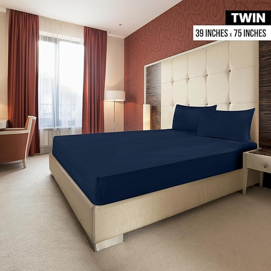 Utopia Bedding Twin Fitted Sheets - Bulk Pack of 2 Bottom Sheets - Soft Brushed Microfiber - Deep Pockets - Shrinkage & Fade Resistant - Easy Care (Twin, Navy)