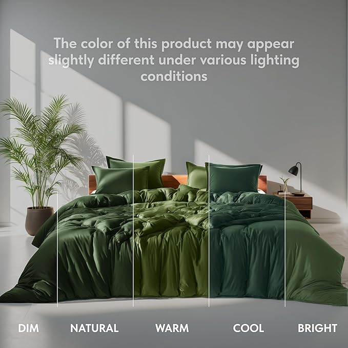 White Classic Dark Green Duvet Cover King Size, Microfiber Duvet Cover with Zipper, Duvet Cover Set with 2 Pillow Shams, Luxury Soft Comforter Cover King Size, 104 x 90 | Comforter Not Included
