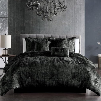 Riverbrook Home Turin Comforter Set, Queen, Black, 7-Piece Set