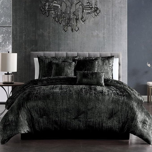 Riverbrook Home Turin Comforter Set, King, Black, 7-Piece Set