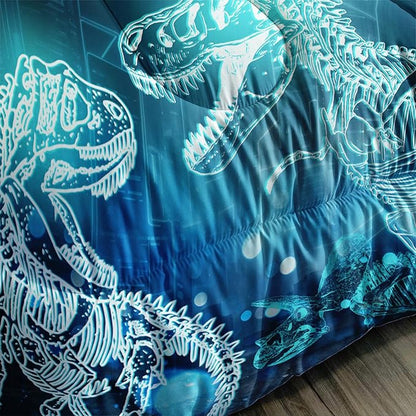 Dinosaur Comforter Set for Teens Boys Girls,Dino Eyes 3 Pieces Bedding Set Twin,Dark Blue Lightweight Down Alternative Bedding Sets for All Season