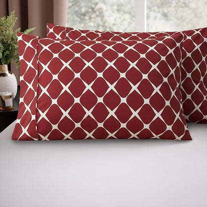 Elegant Comfort Luxury Ultra-Soft 2-Piece Pillowcase Set - 1500 Premium Hotel Quality Microfiber Double Brushed - Wrinkle Resistant, Bloomingdale Burgundy, Standard/Queen Size