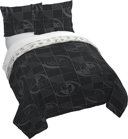 Jay Franco Kids Duvet Cover Set with Sham & Pillowcase – Ultra-Soft Bedding for Room Decor, Cover ONLY Comforter NOT Included, Black - Marvel Comics, 3 Piece King