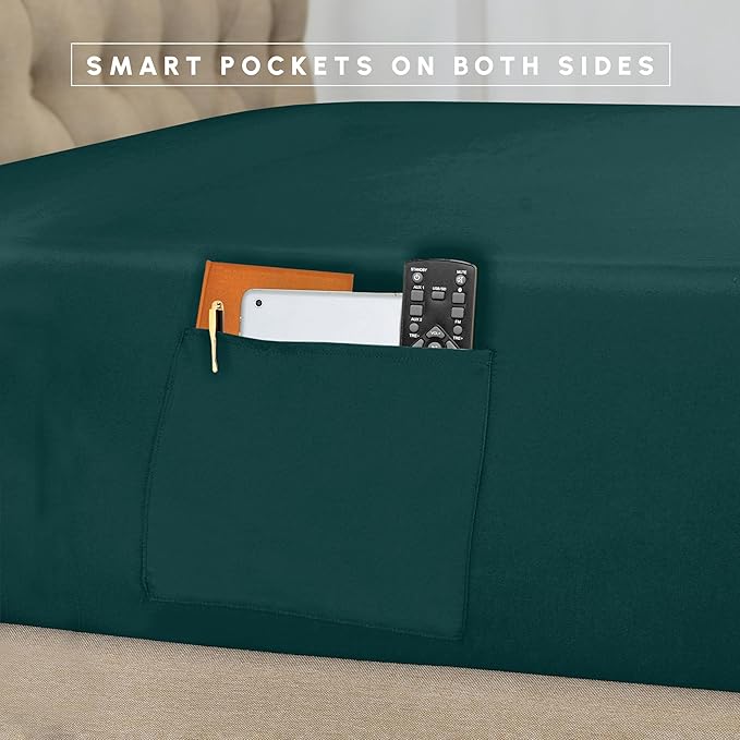 Elegant Comfort 8-Piece Pinch Pleated Comforter Set - All Season Complete Bed in a Bag, Includes 4pc Smart Sheet Set, Bed Skirt, Comforter, Matching Pillowcases and Shams, Twin/Twin XL, Ocean Teal