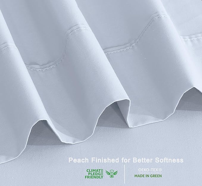 RUVANTI 100% Organic Cotton Sheets Twin XL, Percale Weave, GOTS Certified, 3-Piece Set, Deep Pocket 15", Crisp & Breathable, Soft Durable Bedding, Sábanas Algodón Orgánico – Arctic Ice