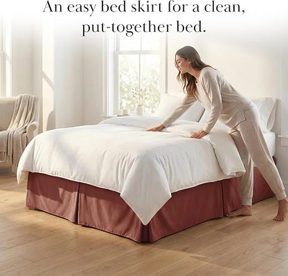 Southshore Fine Living, Inc. Hotel Quality Twin Bed Skirt - 14" Drop, Elegant Pleated Design, Premium Dust Ruffle/Twin Size Bed Skirt, Easy Care, Luxury Bed Skirt Twin Size, Marsala (Terra Cotta)