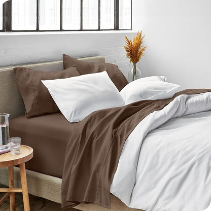 Bare Home King Sheet Set - 1800 Ultra-Soft Microfiber King Bed Sheets - Double Brushed - Deep Pockets - Easy Fit - 4 Piece Set - Bedding Sheets & Pillowcases (King, Cocoa)