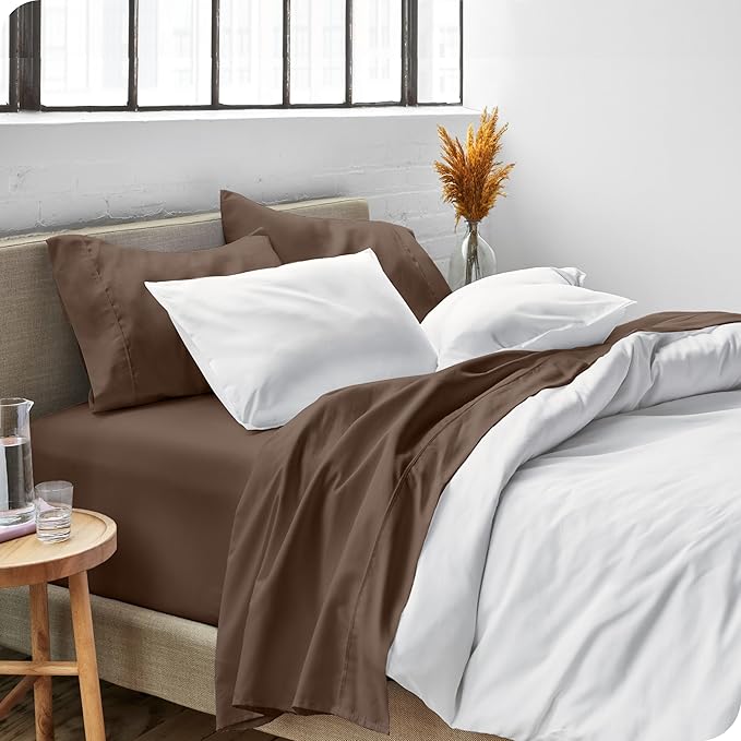 Bare Home Full Sheet Set - 1800 Ultra-Soft Microfiber Full Bed Sheets - Double Brushed - Deep Pockets - Easy Fit - 4 Piece Set - Bedding Sheets & Pillowcases (Full, Cocoa)