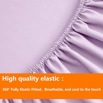 TAIMIT Light Purple Twin Size Comforter Set - 5 Pieces, Bed in a Bag Bedding Sets with All Season Soft Quilted Warm Fluffy Reversible Comforter,Flat Sheet,Fitted Sheet,1 Pillow Shams,1 Pillowcases