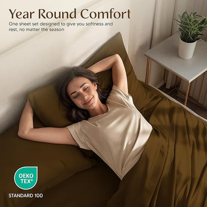 Utopia Bedding Twin Sheet Set – 3 Piece Bed Sheets for Twin Size Bed, Soft and Breathable Microfiber, Includes 1 Fitted Sheet, 1 Flat Sheet and 1 Pillowcase – Oeko Tex (Mocha)