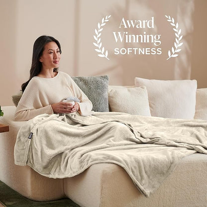 Bare Home Fleece Blanket - Twin/Twin Extra Long - Ultra-Soft Lightweight for Bed, Sofa, and Couch - Luxury Microplush - Cozy Warm Blanket (Twin/Twin XL, Oyster)