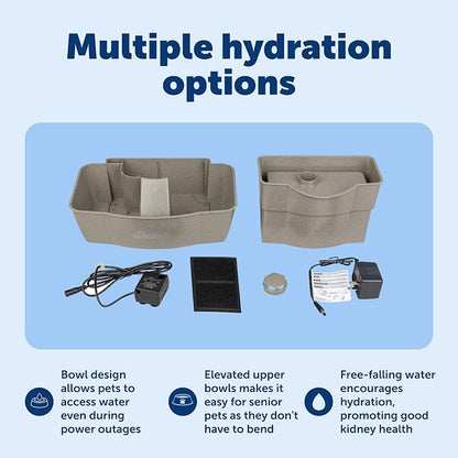 PetSafe Drinkwell Multi-Tier Pet Fountain, Cats & Dogs, Large | 100 oz Capacity, 2 Drinking Heights, Great for Senior/Arthritic Pets, Top-Rack Dishwasher Safe