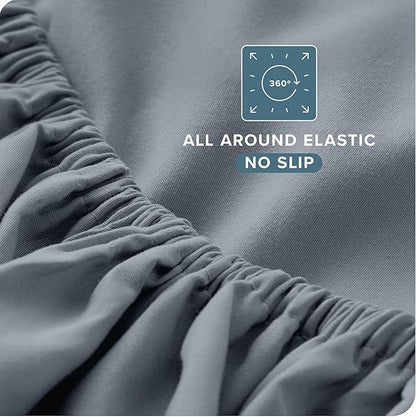 Bare Home King Sheet Set - 1800 Ultra-Soft Microfiber King Bed Sheets - Double Brushed - Deep Pockets - Easy Fit - 4 Piece Set - Bedding Sheets & Pillowcases (King, Steel Blue)