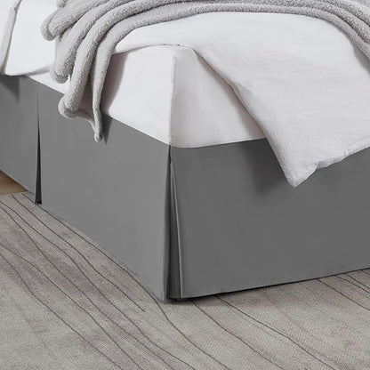 Nestl Grey Blue Bed Skirt Cal King Size - Cal King Bed Skirt 14 Inch Drop - Brushed Microfiber Bed Skirts - Hotel Quality Pleated Bed Skirt - Shrinkage & Fade Resistant