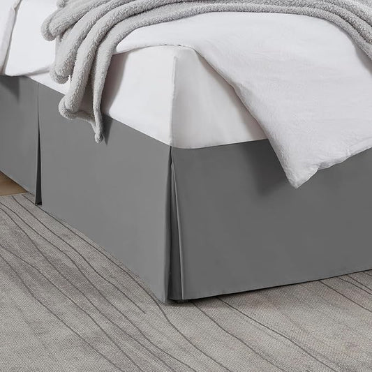 Nestl Grey Blue Bed Skirt Cal King Size - Cal King Bed Skirt 14 Inch Drop - Brushed Microfiber Bed Skirts - Hotel Quality Pleated Bed Skirt - Shrinkage & Fade Resistant