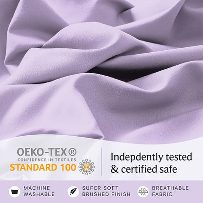 LuxClub Twin XL Sheets - Soft Twin Bed Sheets for-Boys-and-Girls-3 PC Deep Pockets 18" Eco Friendly Wrinkle Free-Kids-Fitted Sheets Machine Washable Hotel Bedding Silky Soft - Lavender Twin XL