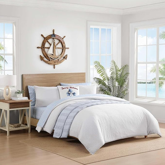 Tommy Bahama - King Size Sheet Set, Crisp & Cool Cotton Percale Bedding, Deep Pockets, Bed Sheets with Matching Pillowcases (Iconic Marlin Blue)
