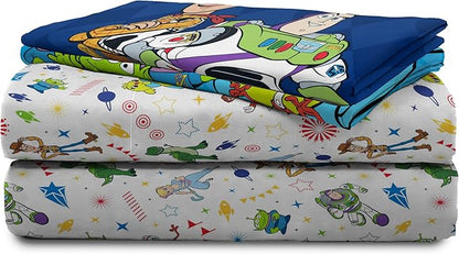 Jay Franco Kids Sheet Set with Fitted, Flat Sheets & Pillow Cover - Ultra-Soft Bedding with Pillowcase for Room Decor, White - Toy Story, 4 Piece Full