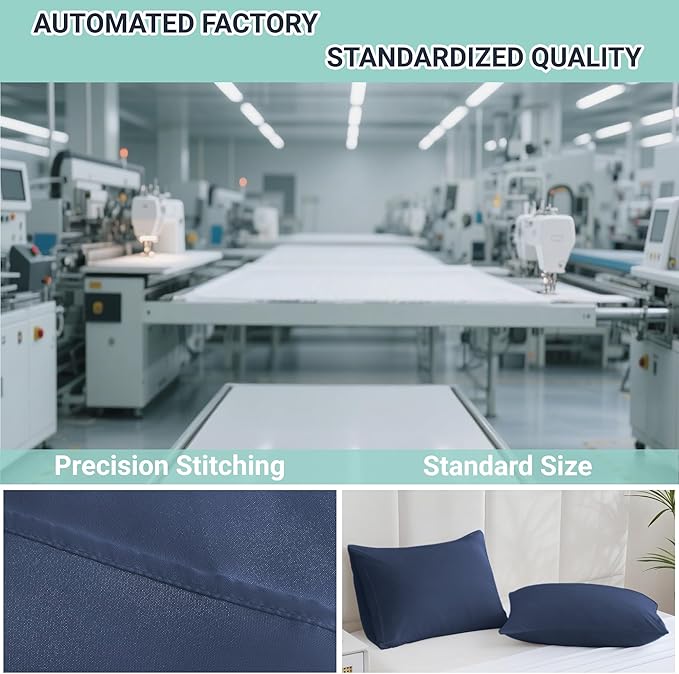 ZPECC Pillow Cases Bulk 24 Pack - Standard Pillowcases with Envelope Closure, Soft Brushed Microfiber Pillow Cover for Hotel Airb&bs Hospital Bedding Essential, Navy