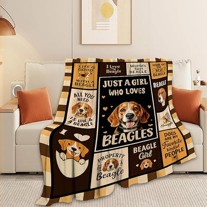 Beagle Blanket Super Soft Warm Fluffy Fleece Flannel Dog Animal Throw Blanket Cozy Fuzzy Plush Stuff Bedding Blankets Gifts for Women Kids Boys Girls Adults 60"X50"