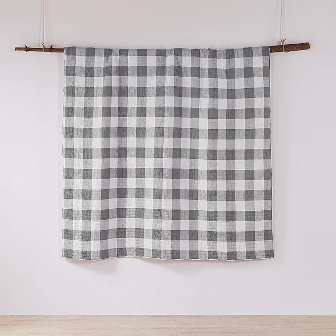 Levtex Home - Camden Quilt Set -Twin Quilt + One Standard Pillow Sham - Buffalo Check in Grey and Cream - Quilt Size (68 x 86 in.) and Pillow Sham Size (26 x 20 in.) - Reversible Pattern - Cotton