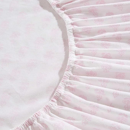 Laura Ashley - Twin Sheet Set, Crisp & Cool Sheets w/a Naturally Smooth Cotton Percale Feel, Deep Pocket, Bed Sheets with Matching Pillowcase & Fitted Sheet (Francesca Pink)