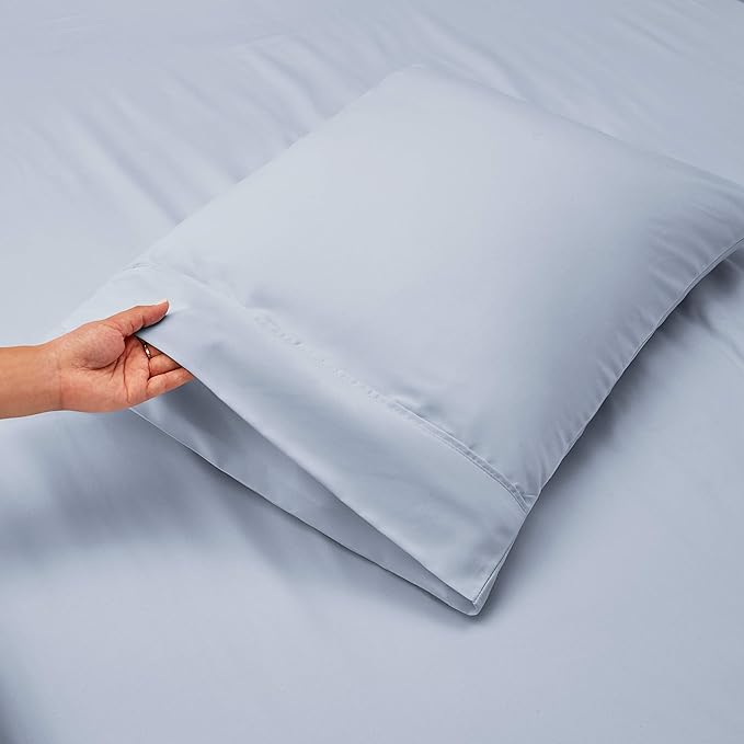 Hearth & Harbor Extra Deep Pocket Sheets - Fits Mattress 18-24 Inches Deep - Extra Deep Pocket Twin Sheets Sets - 4 Piece Twin Size - Ice Blue