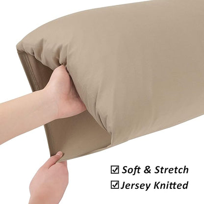 Stretch Pillowcases - Micro Jersey Knit & Ultra Soft, Standard Size - Set of 2 Pillow Cases, Taupe