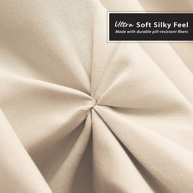 Nestl Beige Cream Bed Skirt Twin Size, Pinch Pleat Twin Bed Skirt, 14" Inch Drop Twin Bedskirt, Hotel Quality Beige Cream Bed Skirts, Microfiber Bedskirt for Twin Bed, Beige Cream Twin Bed Skirt