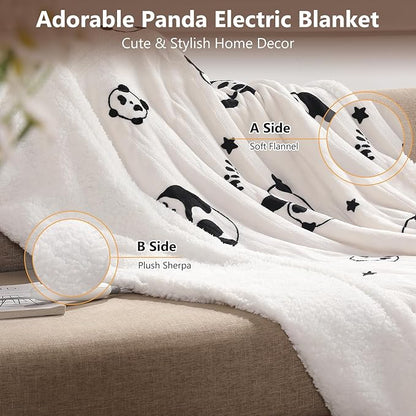 Electric Blanket Twin Cute Heated Blanket Twin Size 62 X 84inches, Ultra Soft Sherpa Heating Blanket with 5 Heating Levels & 10 Hrs Auto-Off, Overheat Protection, Great Birthday Gift