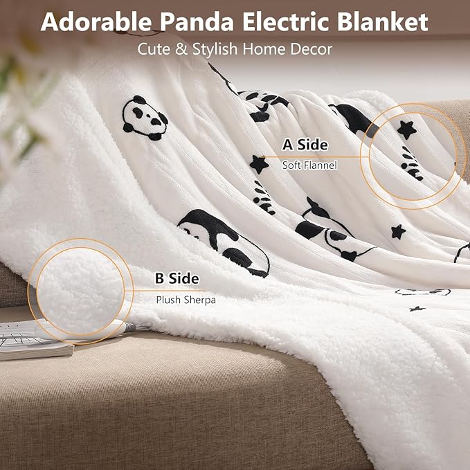 Electric Blanket Queen Size 84X90in Heated Blanket Dual Controllers Heating Blanket Queen with 5 Heating Levels & 10 Hrs Timer, ETL & FCC Certified, Overheat Protection, Great Gift for Grandma