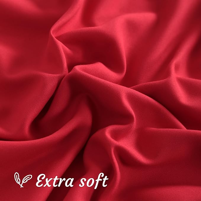 NTBAY Queen Pillow Cases Set of 2, 2 Pack Brushed Microfiber 20x30 Pillow Cases, Soft, Wrinkle, Fade, Stain Resistant Red Pillow Cases with Envelope Closure, 20x30 Inches, Red