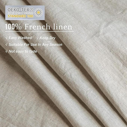 XZ XIFA Linen Duvet Cover Set, 100% Washed Textured French Flax Linen Bedding with Zipper Closure, Cooling for Hot Sleepers- 1 Duvet Cover and 2 Pillowcases (Oversized King, Natural Linen)