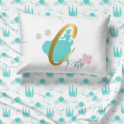 Jay Franco Kids Sheet Set with Fitted, Flat Sheets & Pillow Cover - Ultra-Soft Bedding with Pillowcase for Room Decor, Blue - Princess Cinderella, 3 Piece Twin