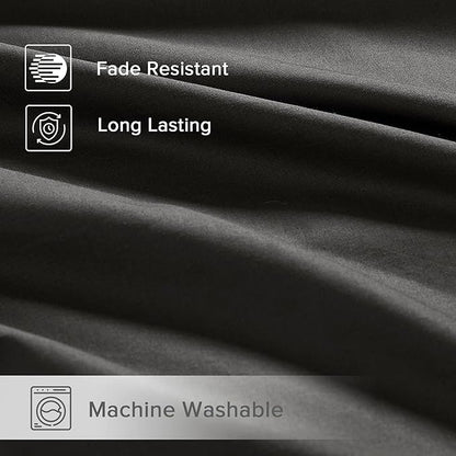 Comfort Spaces 100% Cotton Sheets Twin XL, Breathable & Ultra Soft Cotton Sheets, Naturally Cool Cotton Bed Sheets with 12" Elastic Pocket Fits up to 14" Mattress, All Season Sheet Set, Black, 3 Piece