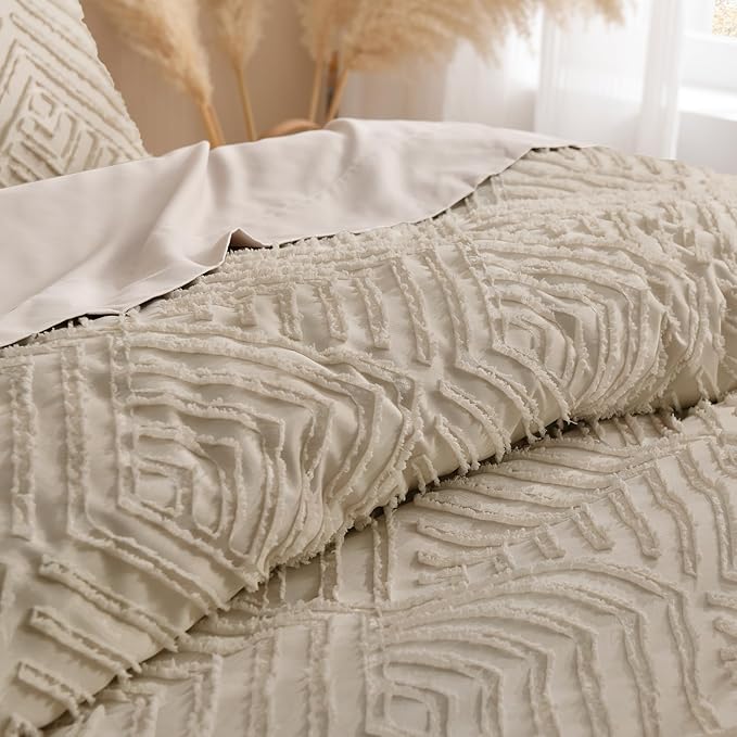 Andency Khaki King Size Comforter Set, 3 Pieces Boho Soft Bedding Set & Collections, Farmhouse Tufted Fluffy Warm Bedding Comforter Sets for King Bed (1 Comforter 104x90In, 2 Pillowcases)