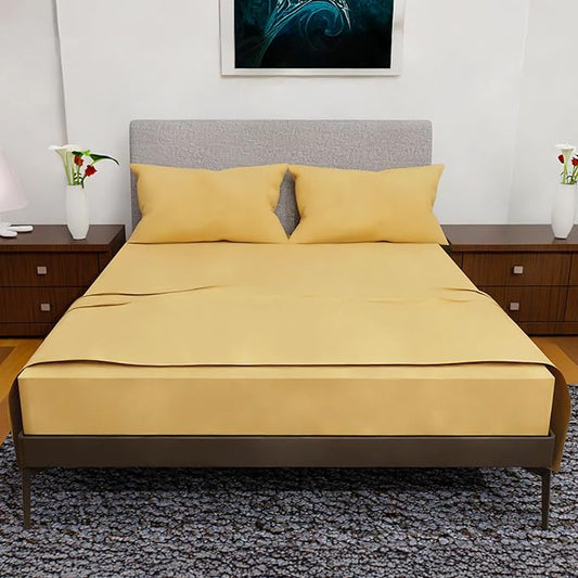 King Size Sheets Set - 4 Piece Bedding - Wrinkle Free - Double Brushed, King Bed Sheets Deep Pocket, King Size Sheet Set, King Sheets (Gold, King)