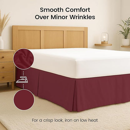 Utopia Bedding Queen Bed Skirt - Soft Quadruple Pleated Ruffle - Easy Fit with 16 Inch Tailored Drop - Hotel Quality, Shrinkage and Fade Resistant (Queen, Burgundy)