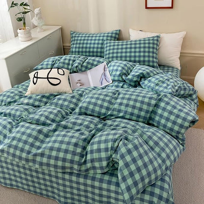 HighBuy Turquoise Gingham Comforter Set Twin XL Modern Cute Plaid Grid Comforter Set Soft Fluffy 3 Pieces,Checkered Pattern Comforter with 2 Pillowcases Farmhouse Gingham Bedding Set