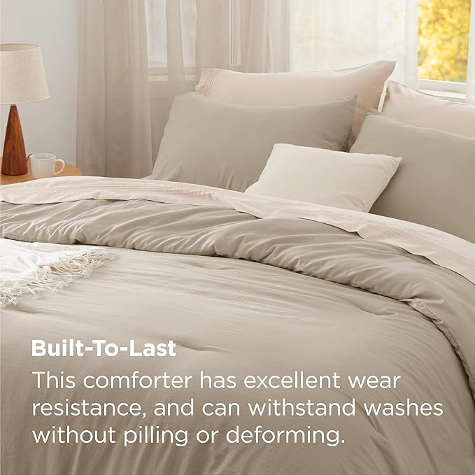 Bedsure King Comforter Set, Sand Soft Prewashed Bedding for All Seasons, 3 Pieces GentleSoft™ Bed Set, 1 Lightweight Comforter (104"x90") and 2 Pillowcases (20"x36")